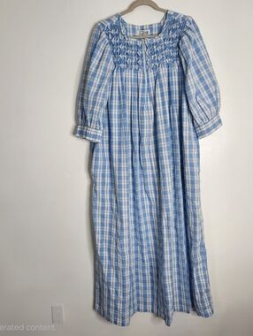 Vintage Styled by Saybury Large Blue White Plaid House Dress Half Zip Pockets